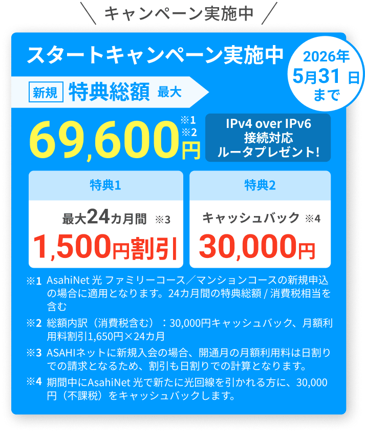 スタートキャンペーン実施中！ 2026年5月31日まで
