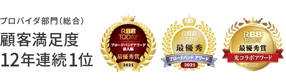 プロバイダ部門（総合） 顧客満足度12年連続1位