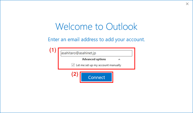 Welcome to Outlook screen
