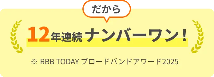 RBB TODAY ブロードバンドアワード 12年連続ナンバーワン！