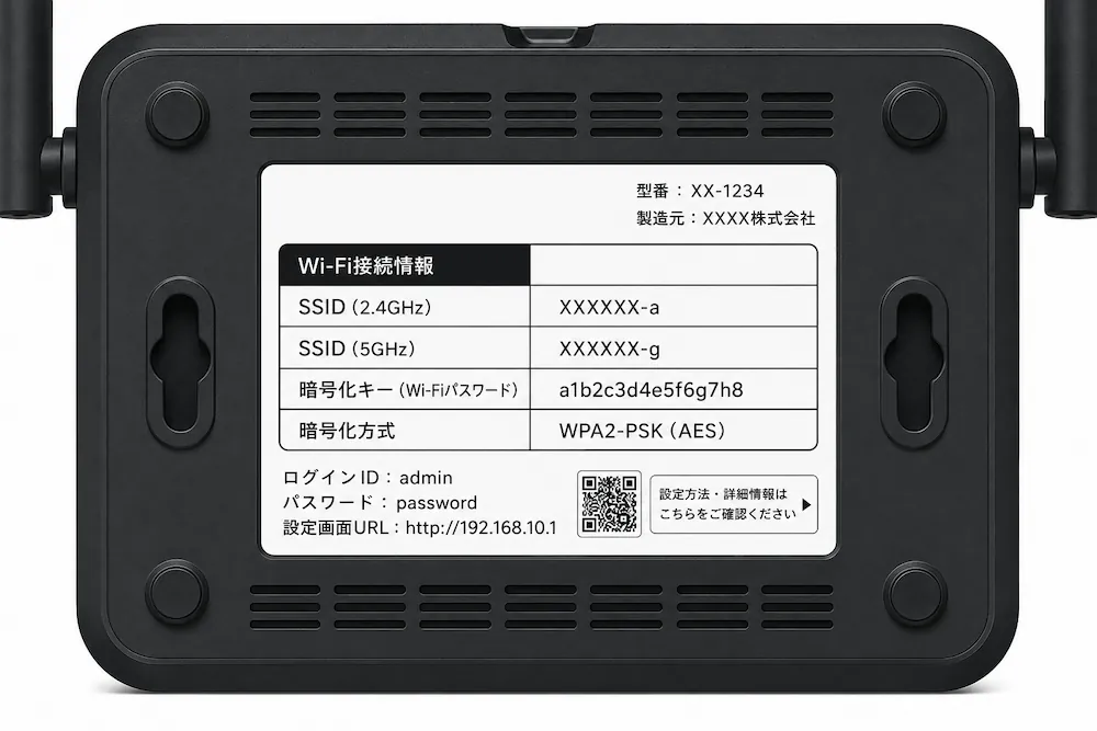 Wi-Fiルータの接続情報の画像