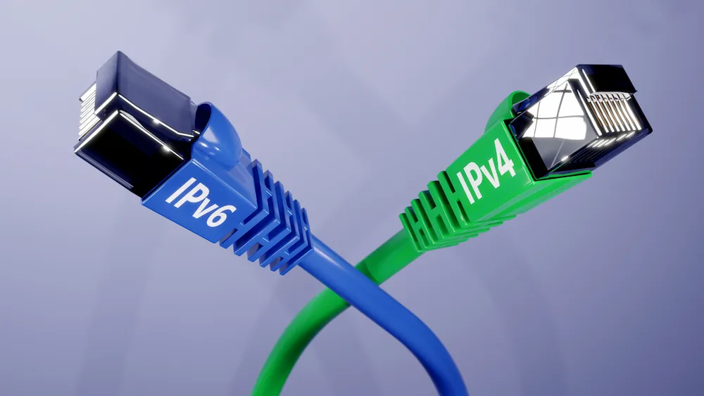 IPv4とIPv6の違いを表現したLANケーブルのイメージ画像